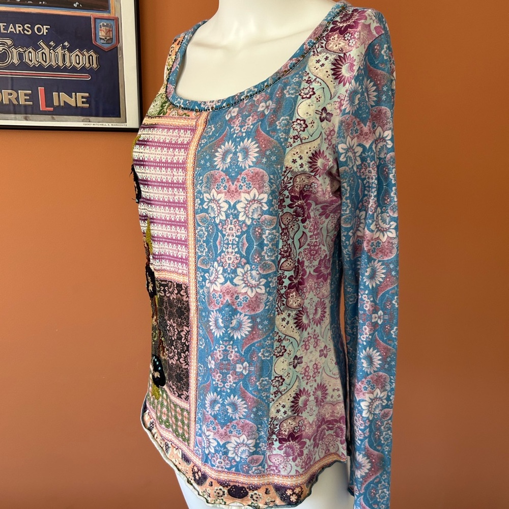 Sundance Multi-Pastel Patterned Pullover Long-Sle… - image 5